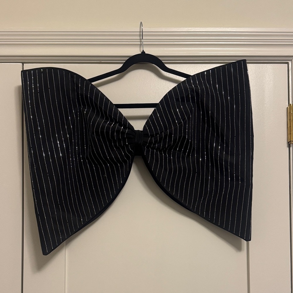 Black and Silver Striped Bow